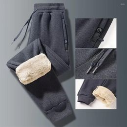 Men's Pants Mens Winter Thickened Warm Fleece Pocket Track Sherpa Lined Sweatpants Jogger Gym Trousers Men Leggings
