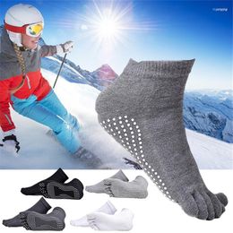 Sports Socks Outdoor Fitness Five-toe Anti-skid Breathable Climbing Camping Hiking Running Cycling Yoga Men Black Grey