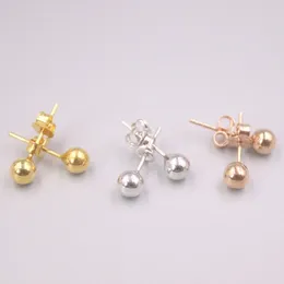 Stud Earrings 1Pair Solid Fine Pure 18Kt Yellow White Rose Gold Women 5mmW Smooth Ball 1-1.5g 18 5mm