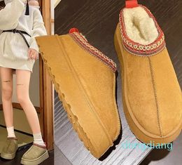 Slippers Snow Boots For Women Winter Cashmere Warm Thick Soles Without Heel-covered Hair Half Slipper Cotton Shoes