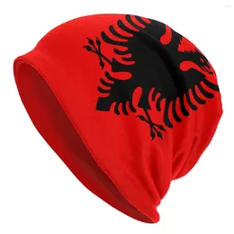 Berets Unisex Knit Winter Beanie Warm Ski Crochet Slouch Hat Soft Flag Of Albania Women Men Cap