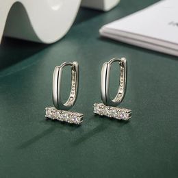 Hoop Earrings 925 Silver Needle Simple Zircon Oval For Women Fashion Huggies Jewelry Gift Eh411