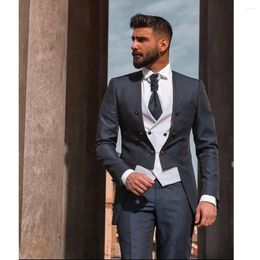 Men's Suits Arrival Men Suit Slim Fit 3 Piece Costume Homme Groom Tuxedo Wedding Prom Party Blazer Terno Jacket Pant Vest