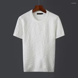 Men's T Shirts 2023 Summer Casual Slim Fit Round Collar Knitting Men T-Shirts Short Sleeve Fashion Solid Color Mens Quality Tee