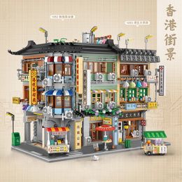 Aircraft Modle Loz Creative Mini Modular Building Block Hong Kong Street View Corner Commercial Assembly Toys For Children Adult Gifts 231030