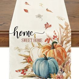 Other Event Party Supplies Thanksgiving Pumpkin Table Flag Autumn Harvest Festival Linen Tablecloth for Home Decoration 231030