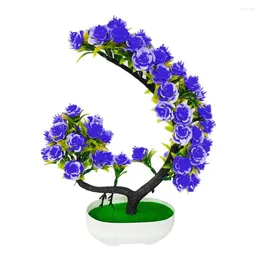 Decorative Flowers Artificial Green Plants Bonsai Plastic Rose Small Tree Potted Ornaments For Home Table Garden Decoration