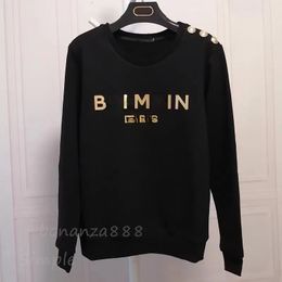 New autumn and winter sweatshirt cotton terry pullover long-sleeved T-shirt gold buckle hot stamping letters