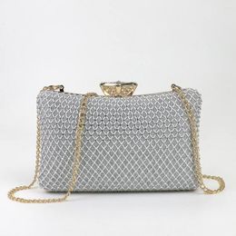 Evening Bags Fashion Mesh Diamond Embedding Dinner Bag Women's Trend Party Hand Grab Chain Strap One Shoulder Crossbody Latch Shining