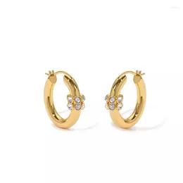 Hoop Earrings Top Quality CE Style Gold Colour Huggie Micro Pave Zircon Circle For Women Fashion Jewellery