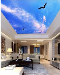 Wallpapers Custom Po Wallpaper 3D Stereoscopic Ceilings Blue Sky Ceiling Landscape