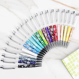 wholesale 20 Colour Print Snow DIY Empty Tube Metal Ballpoint Pens Writing Gift Self-filling Floating Glitter Dried Flower Crystal Pen Ballpoint Pen