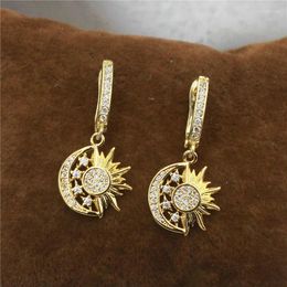 Dangle Earrings 5pair/lot Fashion Cz Earring Moon/sun/star Shape Cubic Zircon Component Women Love Wholesale