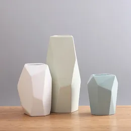 Vases Modern Small Fresh Ceramic Vase Decoration Living Room Flower Creative Colour Geometric TV Cabinet