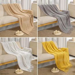 Blankets For Beds Hand-knitted Sofa Blanket Po Props Tassel Air Condition Chunky Knit All Seasons