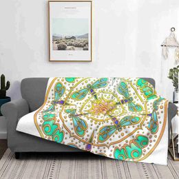 Blankets Golden Dragonfly Mandala Printing High Qiality Flannel Blanket Moonshell Knots Dots Collection Neo Dana Kester