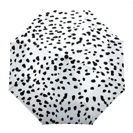 Umbrellas Black Spots White Background Print Women Men Rain Umbrella Three Folding Girl Durable Portable Automatic Gift Parasol