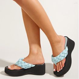 Sandals RIBETRINI Open Toe Flip Women Slides Platform Wedges Comfy Summer Mules Shoes Beach Casual Daily Footwear