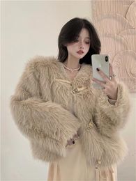 Women's Jackets Imitation Mink Plush Coat For Women Autumn Winter Lazy Style Warm Short Integrated Fur Ladies Sweet Celebrity Overcoats