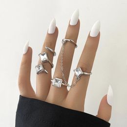 Cluster Rings Aprilwell 4 Pcs Trendy Crystal For Women Vintage Geometric Charms 2023 Trend Aesthetic Kpop Link Chain Anillos Set Jewelry