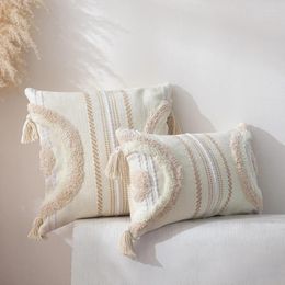 Pillow Ivory Tassles Cover Woven Boho Style Tuft For Home Decoration Sofa Bed 45x45cm/30x50cm/50x50cm