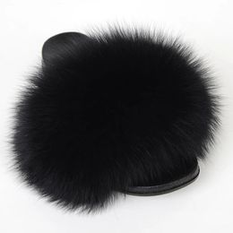 Sandals Fur Slippers Women Fluffy Plush Fur Flip-Flops Summer High-End Business Casual Outdoor Flat Ladies Sandals 231027