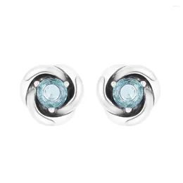 Stud Earrings 2023 March Sea Aqua Blue Eternity 925 Sterling Silver Jewellery For Women Bijoux Brincos