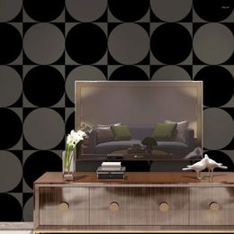 Wallpapers Modern 3D Circle Wallpaper Roll For Walls Black Grey Geometric KTV Room Sofa Tv Background Waterproof Wall Paper Papel Pintado