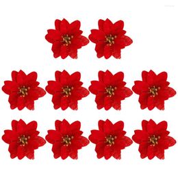 Decorative Flowers 10 PCS Christmas Flower Home Xmas Simulation Artificial Outdoor Wreath Fake Sequin Cloth Garlands Artifical