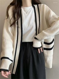 Women's Knits Oversized Cardigans Women White Knitted Sweaters Winter Korean Preppy Style Loose Coats Ladies Long Sleeve Tops Cardigan Mujer