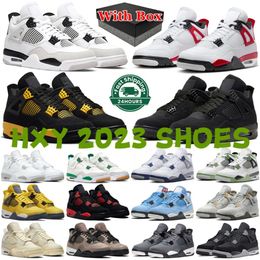 With Box Jumpman 4 Basketball Shoes 4s sneakers outdoor womens Platform Shoes Bred black pine green Mens Womens Sports trainers
