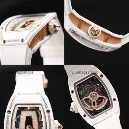 Chronograph Titanium Watch RM Wrist Watch Racing Machine Watch Rm07-01 Womens Rm07-01 Black Lip18k Rose Gold Snow Flake Diamond Automatic Mechanical Womens 9GC2