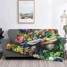 Blankets Bee And Red Admiral In Festival Garden Air Conditioning Blanket Fashion Soft Flowers Cute