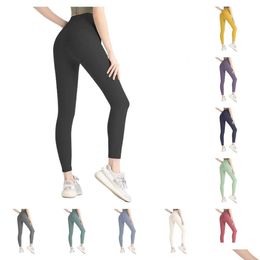 Yoga Outfit Ll 2023 Lu Align Leggings Women Shorts Cropped Pants Outfits Lady Sports Ladies Exercise Fitness Wear Girls Running Gym Dhbwx