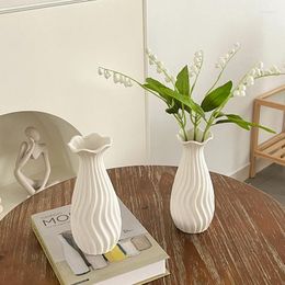 Vases 2pcs Ceramic Vase Small For Decor Modern Boho Flower Pampas Fit Living Room Desk Shelf (White)