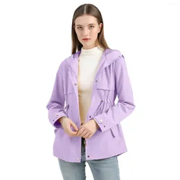 Women's Trench Coats Casual Women Jacket Autumn Winter Solid Colour Hooded Slim Fit Pockets For Fashion Loose Windbreaker