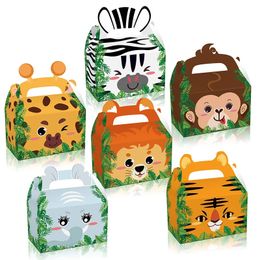 Gift Wrap 12Pcs/lot Jungle animal candy box zebra Elephant giraffe gift box Tiger/monkey Portable biscuit box for birthday Party Favours 231030