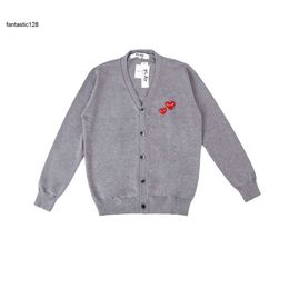 Internet celebrity style Chuanjiu Love trendy brand play men's knitted shirt Baoling V-neck jacket gray cardigan sweater