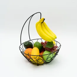 Plates Countertop Fruit Vegetables Basket Bowl Storage With Banana Hanger For Kitchen Metal Wire Bread Onions Potatoes