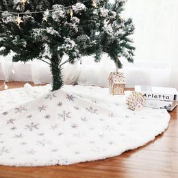 Christmas Tree Skirt 90cm 120cm White Plush Bead Embroidery Xmas Tree Decoration Ornament New Year Home Decor Living Room Navidad