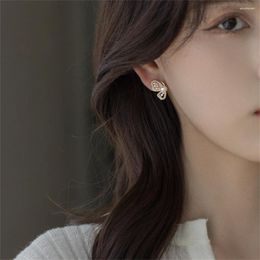 Stud Earrings 2023 Spring Korean Jewelry Shiny Zircon Butterfly Pearl For Women High Quality Accessories Gifts Friends