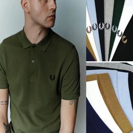 Men's Polos High Quality Wheat Embroidery Simple Classic Solid Spring/summer Polo Collar Short Sleeve Cotton Casual Breathable Shi
