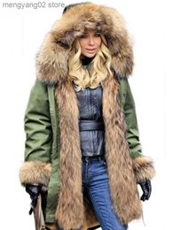 Women's Down Parkas 413Fur New Winter Jacket Women X-Long Parka Waterproof Big Natural Raccoon Fur Collar Hood Real Fur Coat Thick Warm Real Fur T231030