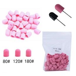 50pcs Pink Sanding Bands Caps With Mandrel Nail Drill Bit Milling Cutters Clean Cuticle Polishing Pedicure Manicure Accessories Nail ToolsNail Drill Accessories