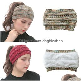 Beanie/Skull Caps 8 Colours Plush Fleece Knitted Headband Hat Autumn-Winter Warm Ponytail Womens Casual Drop Delivery Fashion Accessori Dhtlr