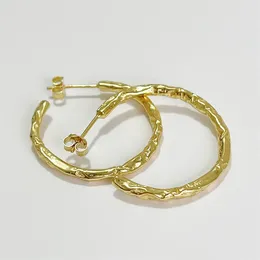 Hoop Earrings Retro Metal Gold Color C Shape Circle For Women Korean Jewelry Fashion Wedding Party Gift E2171