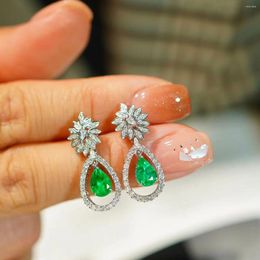 Stud Earrings SX Solid 18k Gold Nature 1.5ct Green Emerald For Women Fine Jewelry Birthday Presents