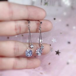 Dangle Earrings 925 Sterling Silver Noble Jewelry Colorful Zircon Diamond Shine Color Wedding Anniversary Water Drop Hyperbole Women 2023