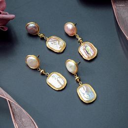 Dangle Earrings Uer 2023 Fresh Water Pearl For Women Handmade Gold Colour Brass Wire Winding Baroque Cultured Drop