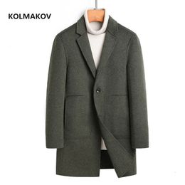 Men's Wool Blends 2024 Winter men fashion classic wool coat casual warm Woollen trench s high quality Double-sided cloth jacket 231030